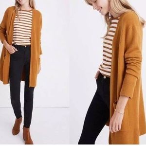 Madewell Open Cardigan Alpaca Wool blend Mustard Yellow cozy soft Cardigan XS
